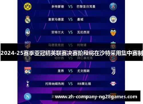 2024-25赛季亚冠精英联赛决赛阶段将在沙特采用集中赛制